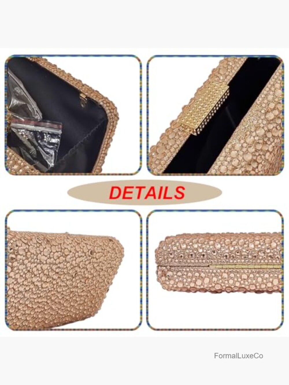 Rhinestone Crystal Box Evening Clutch Bridal Purse Formal Party Bag - Picture 3 of 6